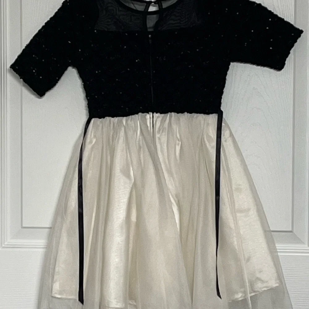 Lilt Elegant Black and Ivory Girls Dress with Bow - Picture 2 of 2